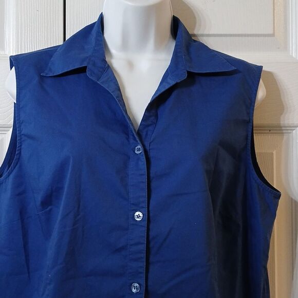Elementz royal blue sleeveless button down top  Sz L EUC - Picture 3 of 5